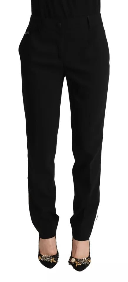 Pantalones de lana cónicos con rayas negras y blancas de Dolce & Gabbana