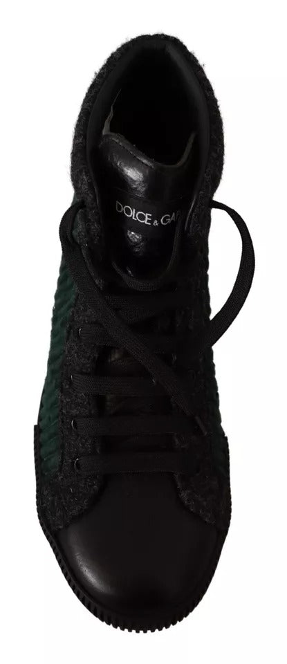Tênis de cano alto Dolce & Gabbana verde de veludo cotelê, casual masculino