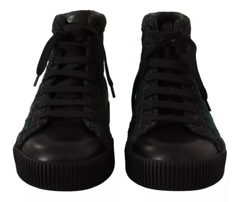 Tênis de cano alto Dolce & Gabbana verde de veludo cotelê, casual masculino