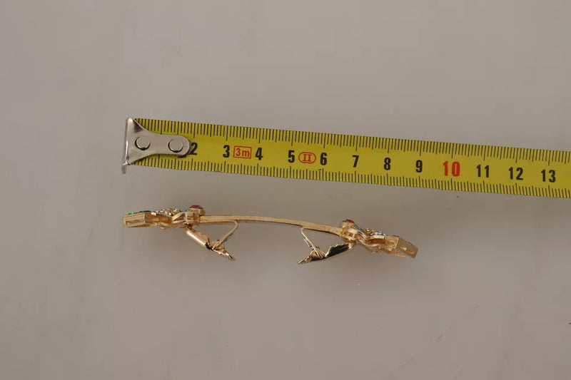 Broche Dolce & Gabbana con tope de cuello de cristal, chapado en oro, de plata de ley 925