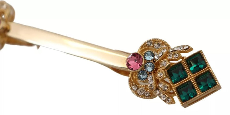 Broche Dolce & Gabbana con tope de cuello de cristal, chapado en oro, de plata de ley 925