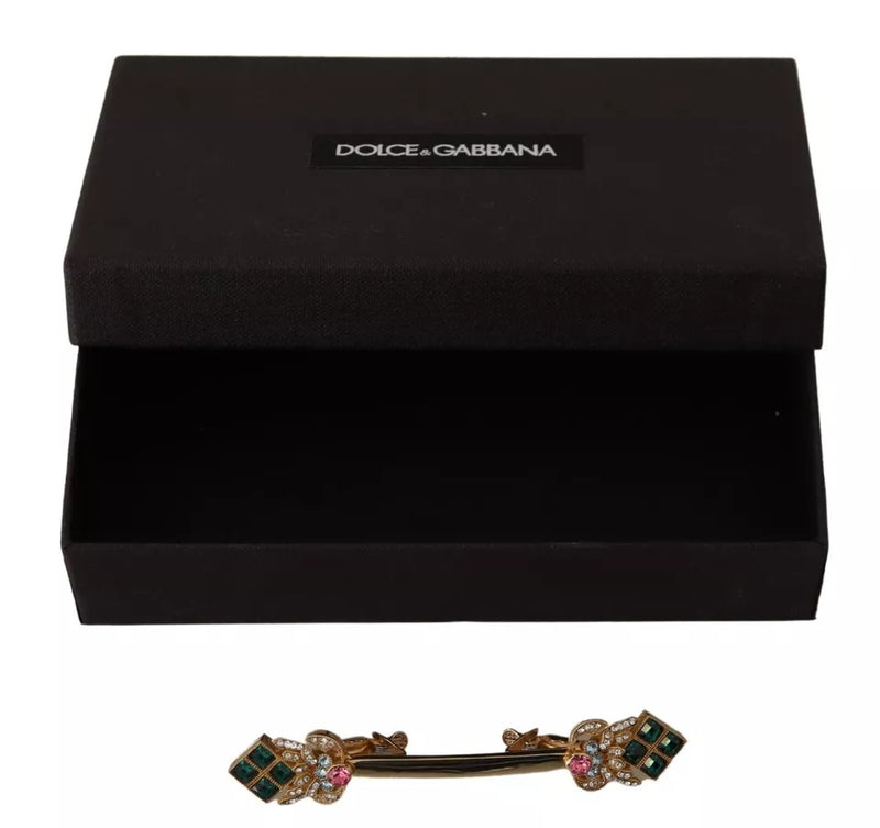 Broche Dolce & Gabbana con tope de cuello de cristal, chapado en oro, de plata de ley 925