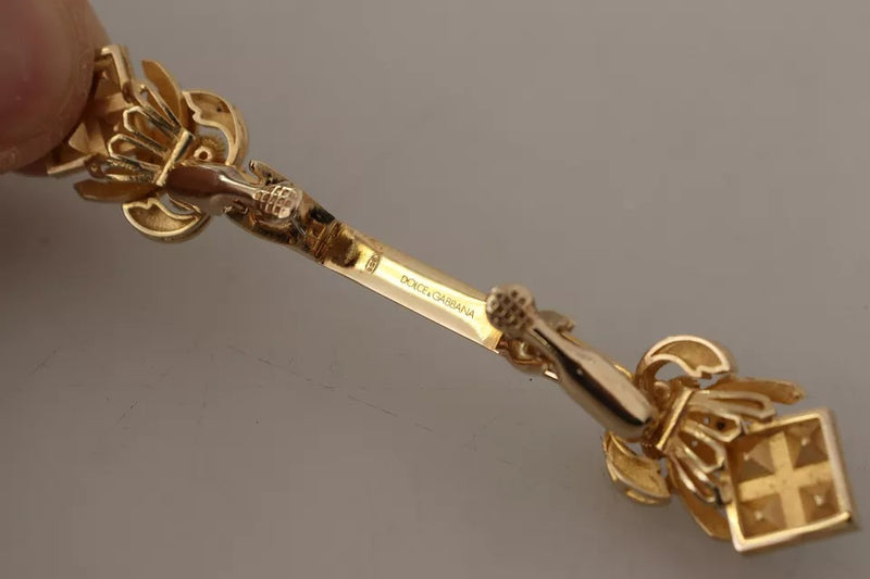 Broche Dolce & Gabbana con tope de cuello de cristal, chapado en oro, de plata de ley 925