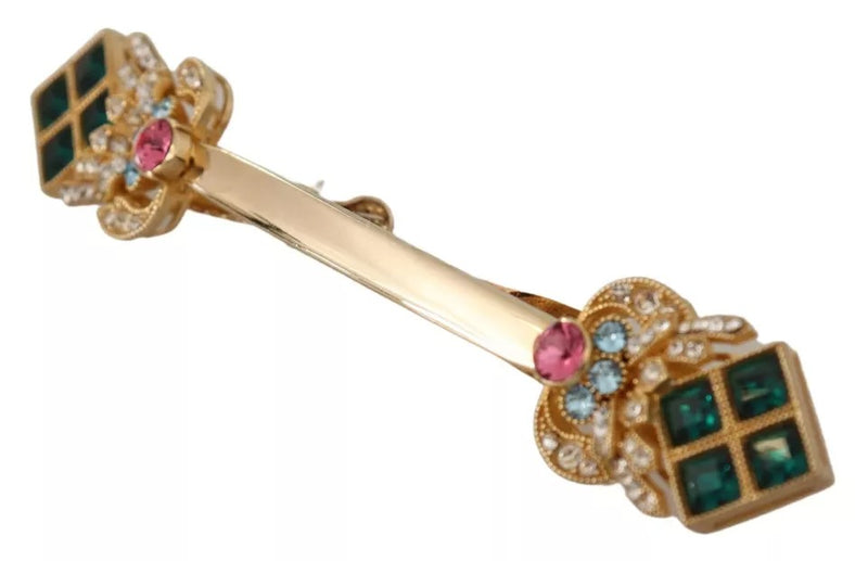 Broche Dolce & Gabbana con tope de cuello de cristal, chapado en oro, de plata de ley 925