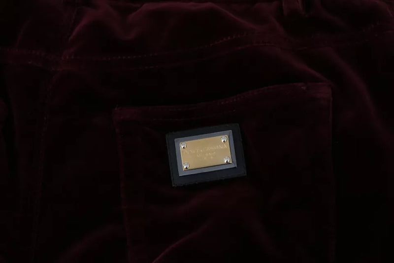 Pantalon Dolce & Gabbana bordeaux en velours extensible, coupe ajustée