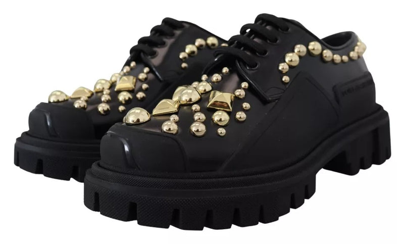 Zapatos derby de trekking de piel negra con adornos Dolce & Gabbana