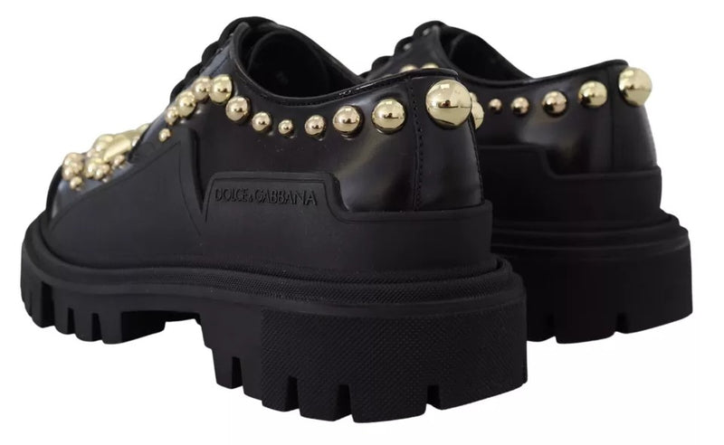 Zapatos derby de trekking de piel negra con adornos Dolce & Gabbana