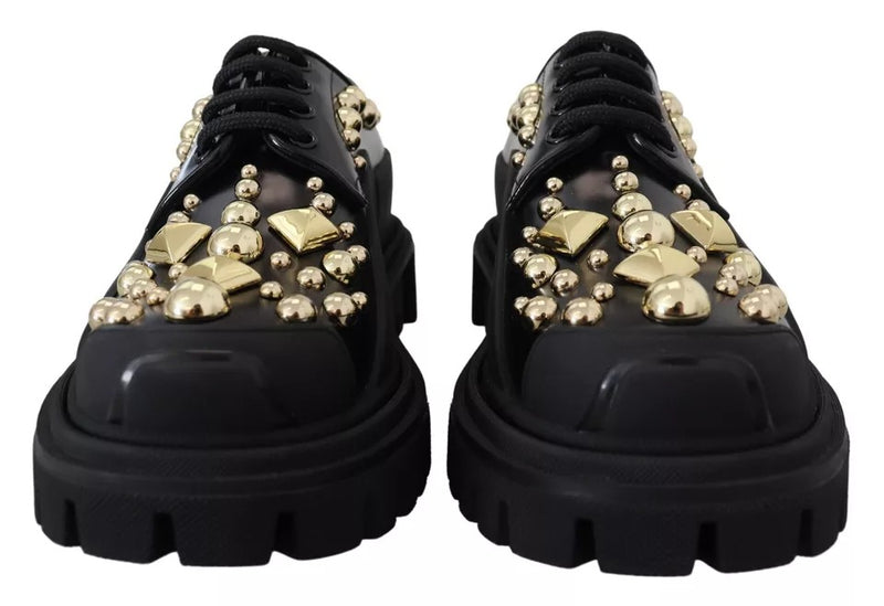 Zapatos derby de trekking de piel negra con adornos Dolce & Gabbana