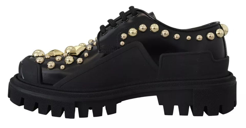 Zapatos derby de trekking de piel negra con adornos Dolce & Gabbana