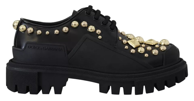Zapatos derby de trekking de piel negra con adornos Dolce & Gabbana