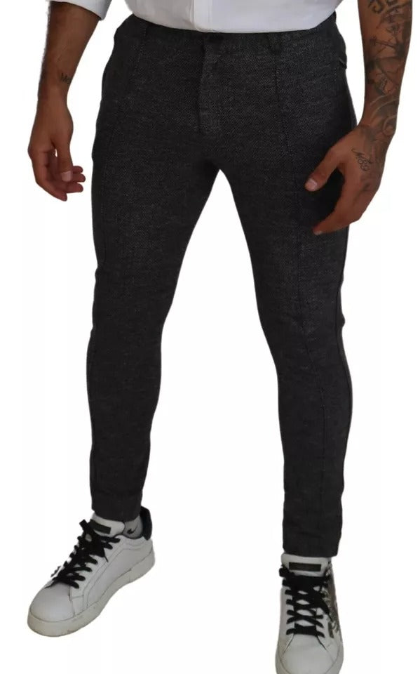 Calça skinny Dolce & Gabbana cinza de viscose com padrão chevron