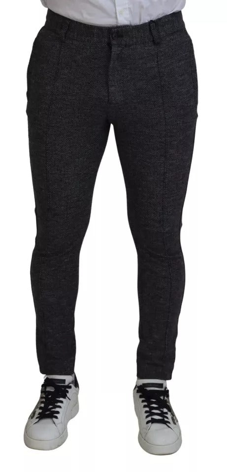 Calça skinny Dolce & Gabbana cinza de viscose com padrão chevron