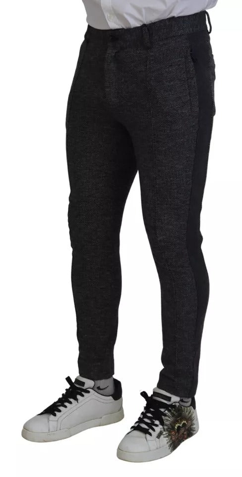 Calça skinny Dolce & Gabbana cinza de viscose com padrão chevron