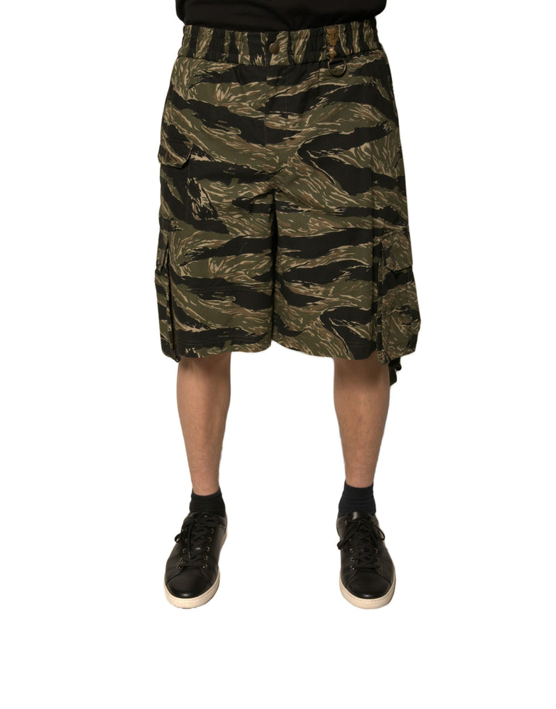 Bermuda en coton noir à motifs dorés Dolce & Gabbana