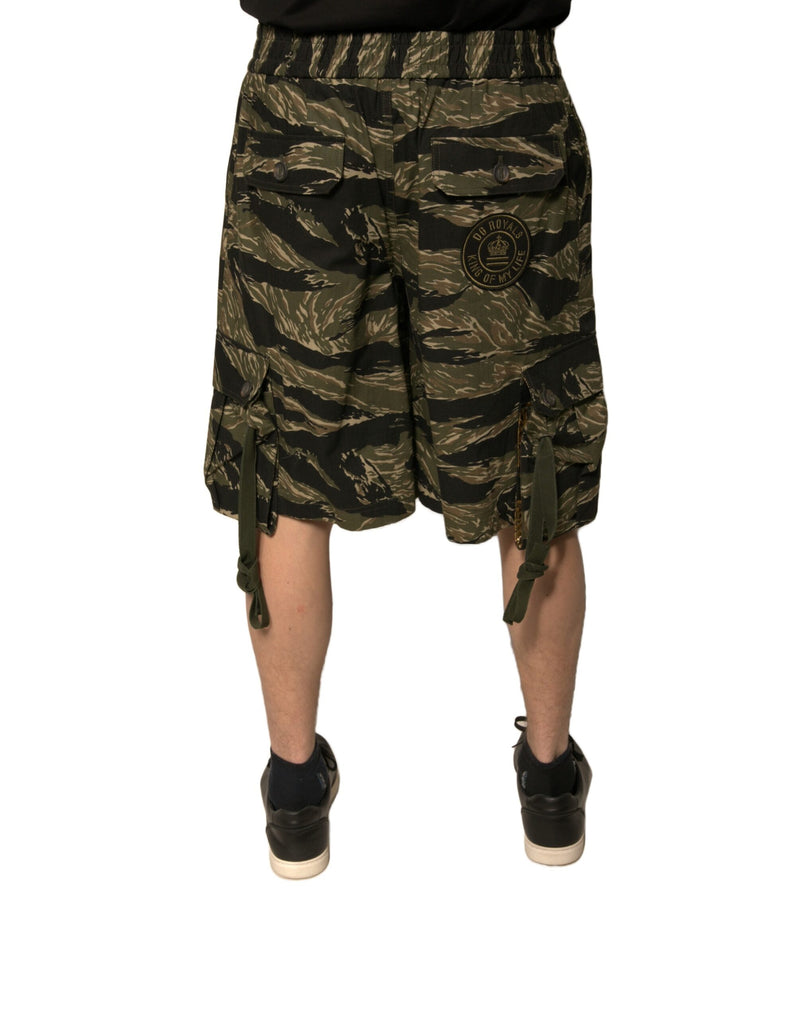 Bermuda en coton noir à motifs dorés Dolce & Gabbana
