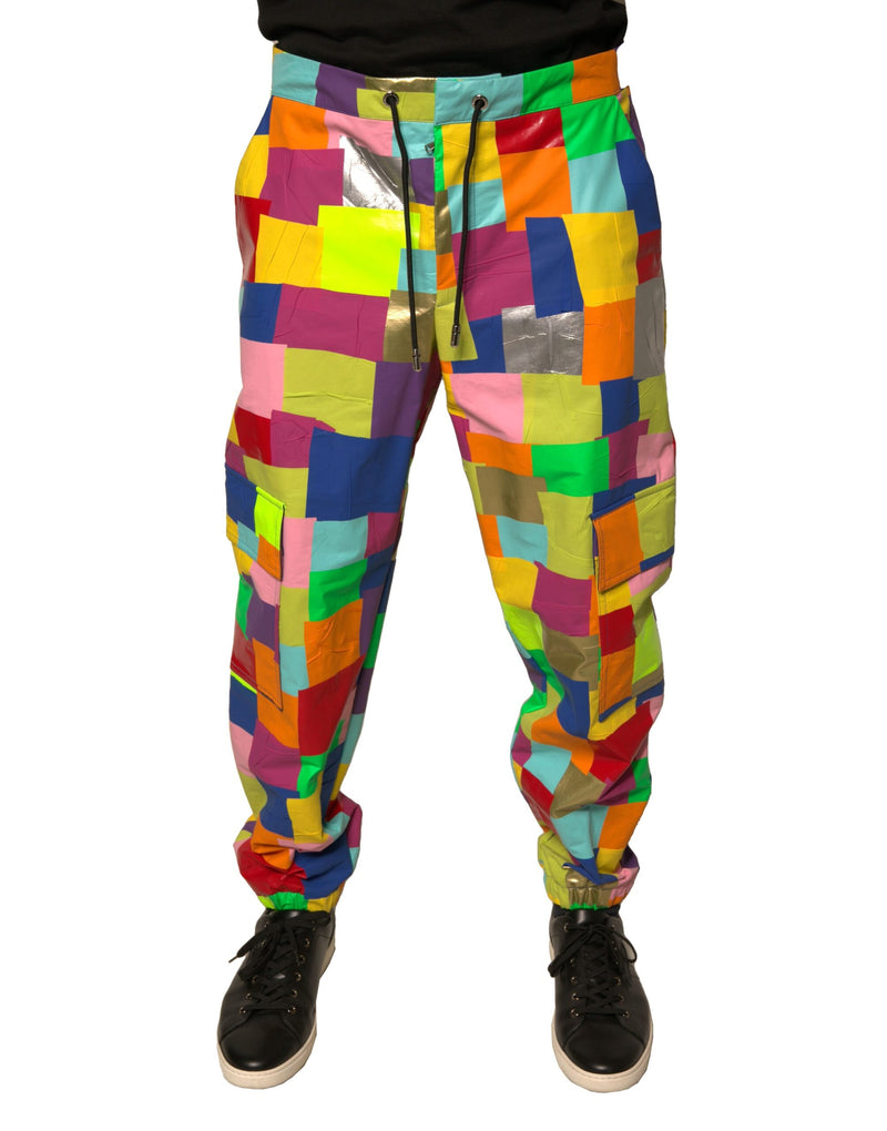 Calça cargo masculina de algodão com patchwork multicolorido Dolce & Gabbana