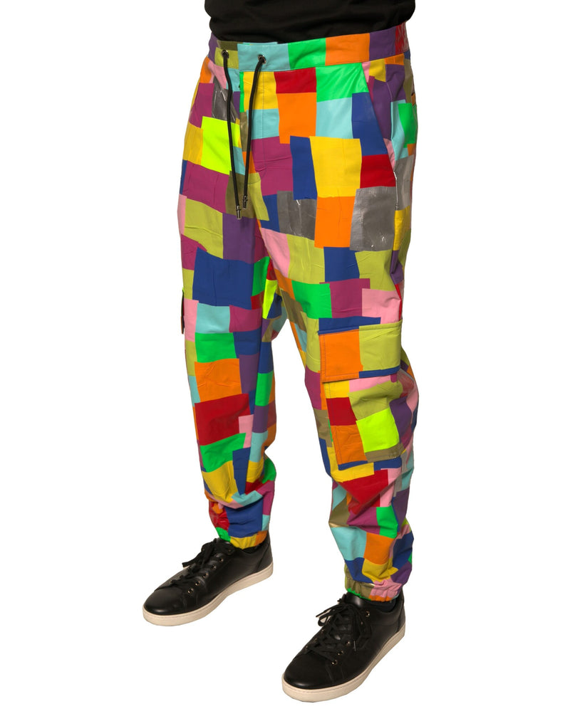 Calça cargo masculina de algodão com patchwork multicolorido Dolce & Gabbana
