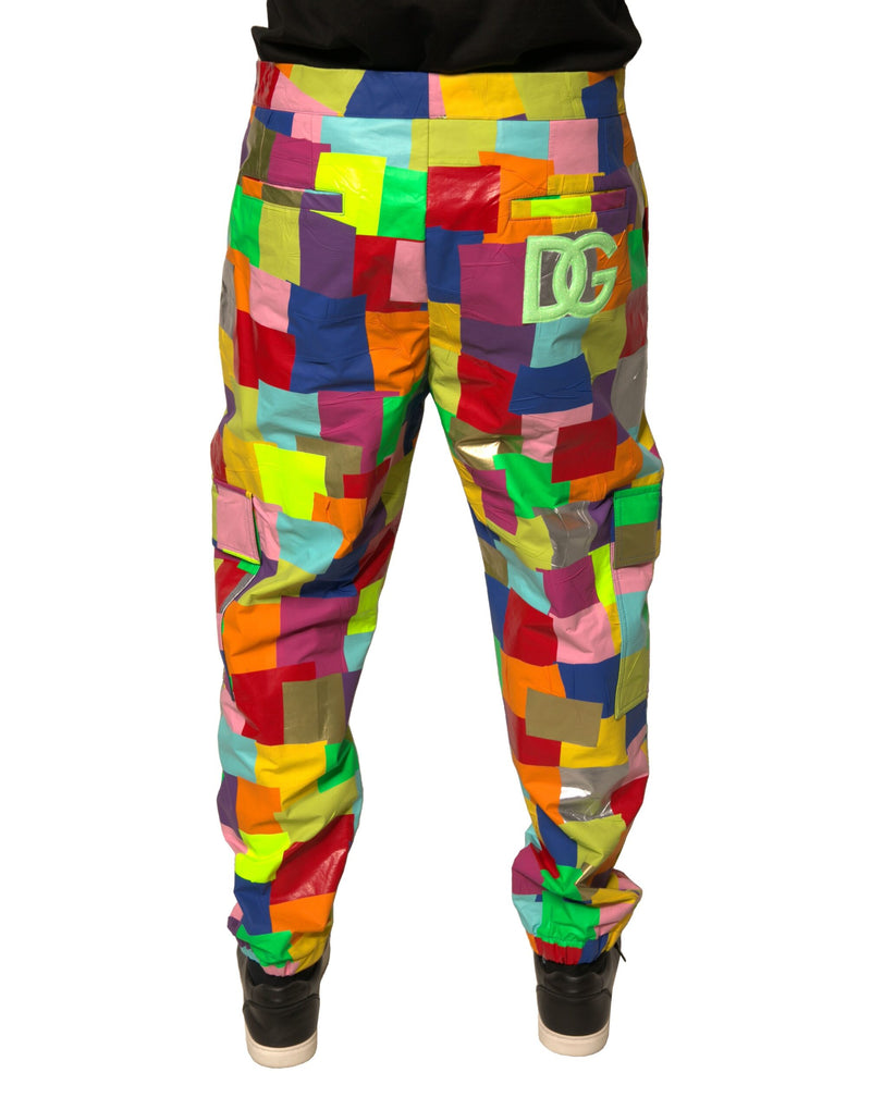 Calça cargo masculina de algodão com patchwork multicolorido Dolce & Gabbana