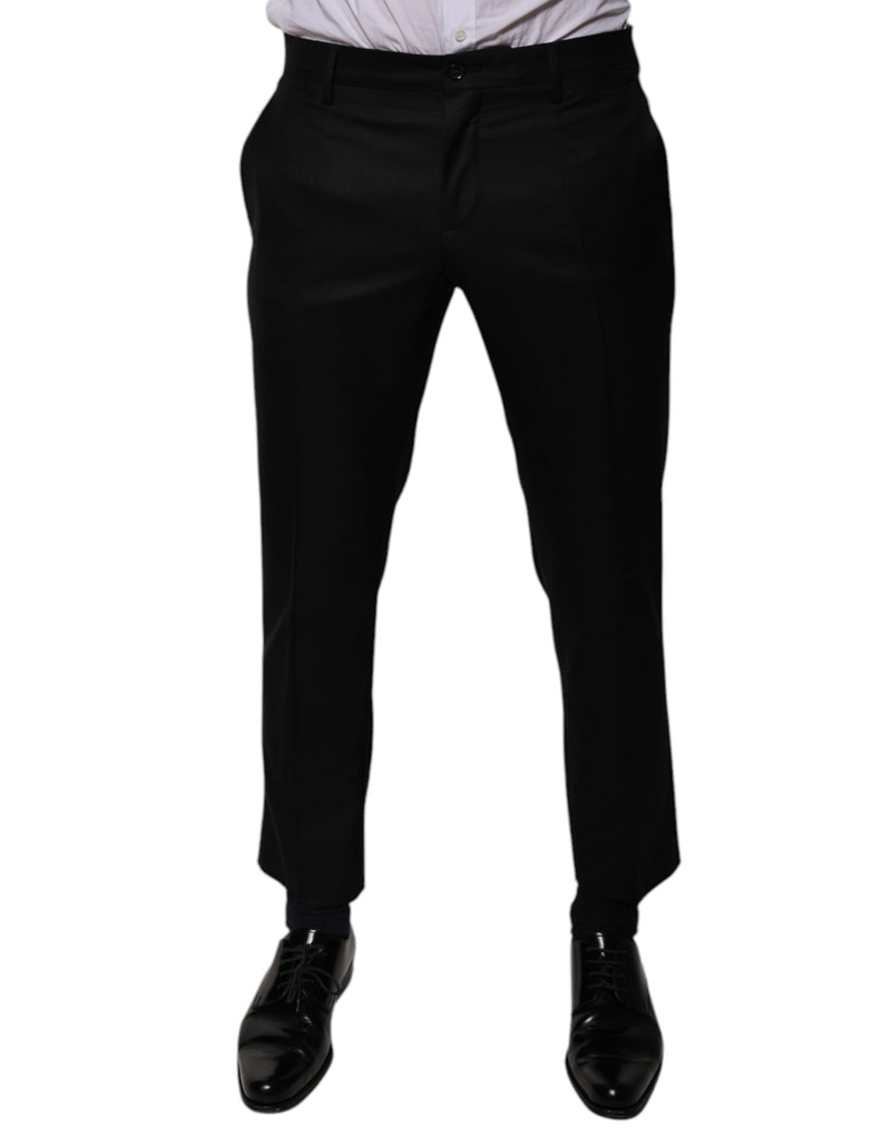Pantalones de vestir formales de lana negra y corte entallado de Dolce & Gabbana