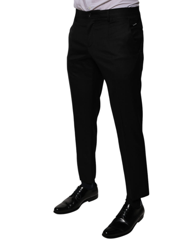 Pantalones de vestir formales de lana negra y corte entallado de Dolce & Gabbana