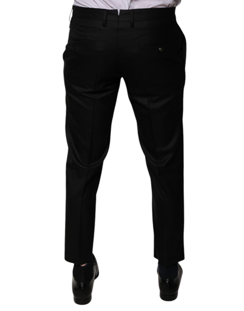 Pantalones de vestir formales de lana negra y corte entallado de Dolce & Gabbana
