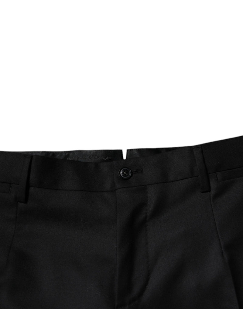 Pantalones de vestir formales de lana negra y corte entallado de Dolce & Gabbana