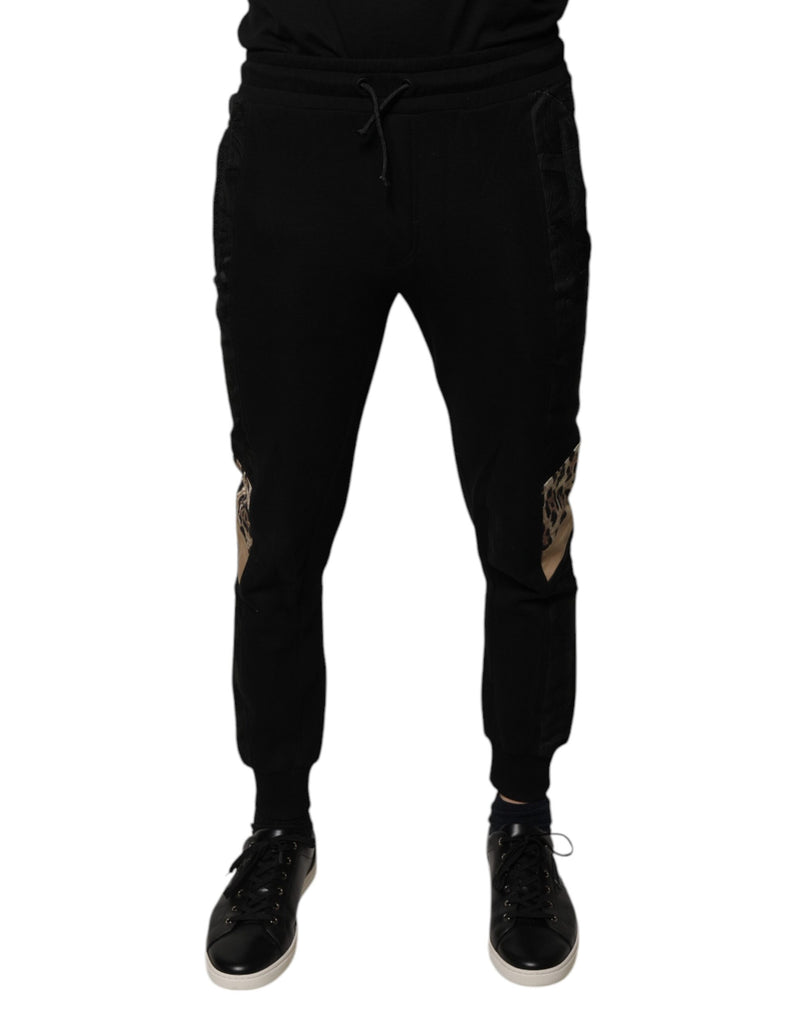 Pantalon de jogging slim à imprimé léopard noir Dolce & Gabbana
