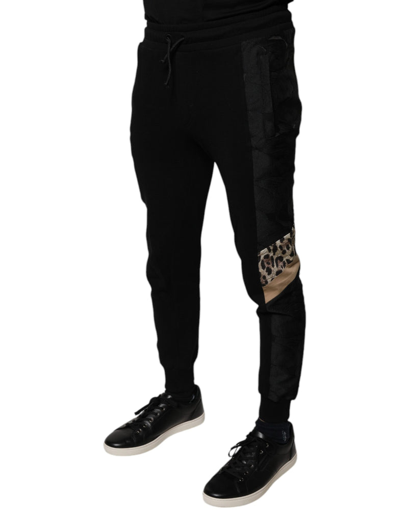 Pantalon de jogging slim à imprimé léopard noir Dolce & Gabbana