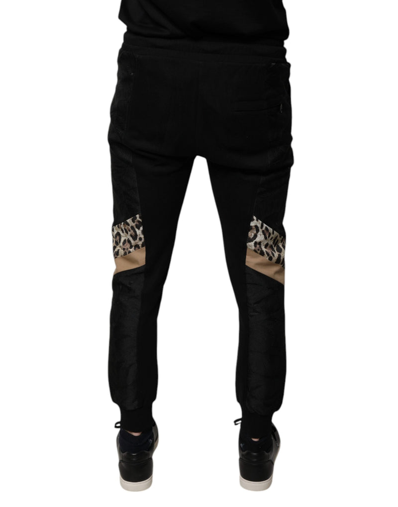 Pantalon de jogging slim à imprimé léopard noir Dolce & Gabbana