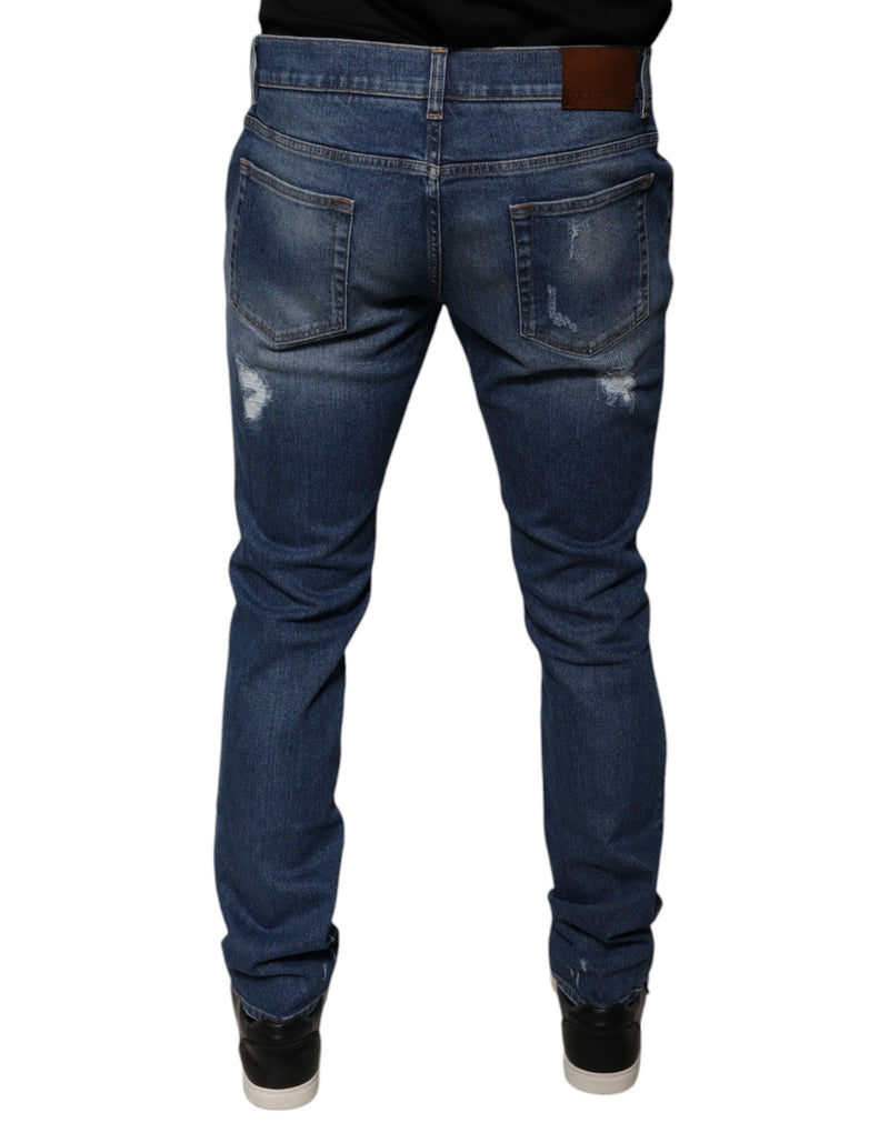 Vaqueros pitillo de algodón azul desgastado de Dolce & Gabbana