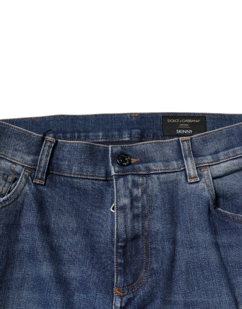 Vaqueros pitillo de algodón azul desgastado de Dolce & Gabbana