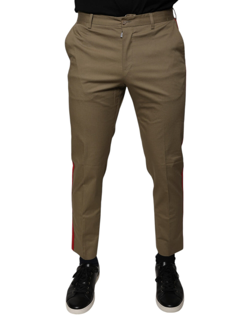 Pantalones casuales tapered marrones con logotipo para hombre de Dolce & Gabbana