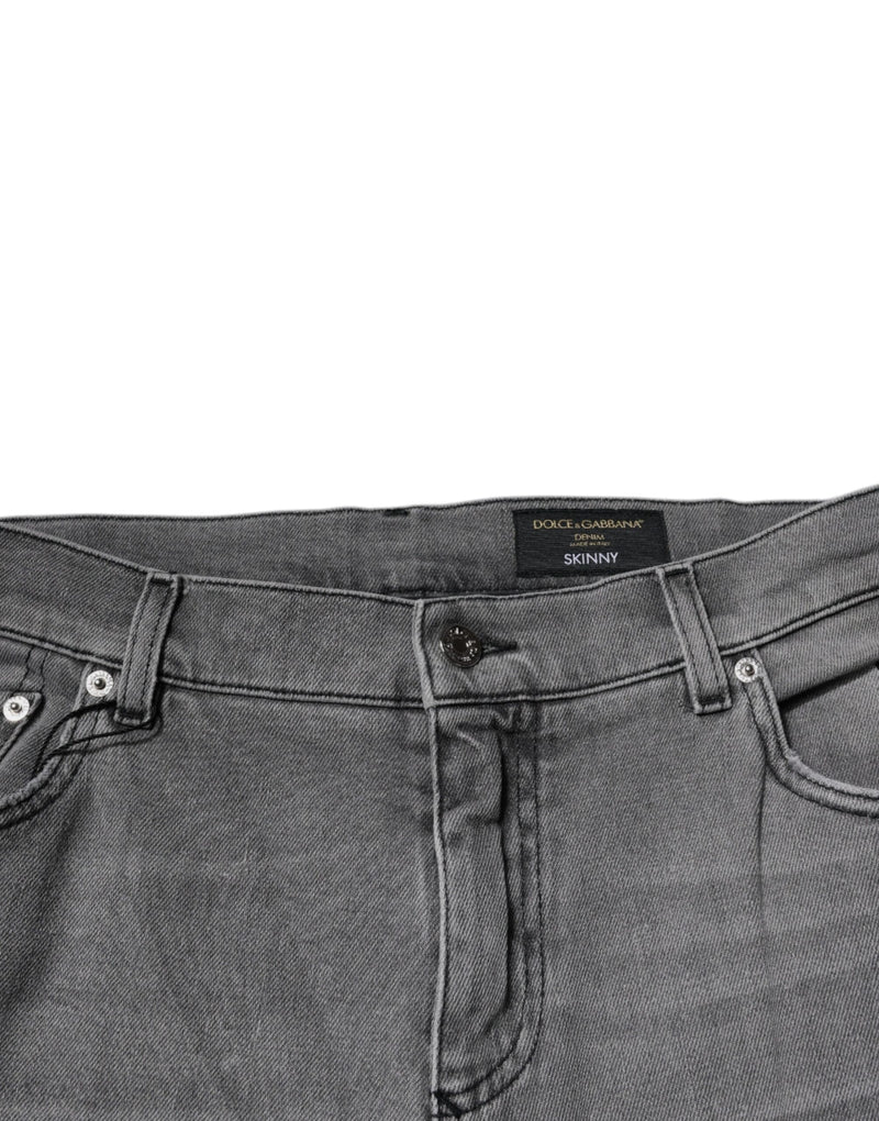 Vaqueros pitillo de algodón gris con estampado gráfico de Dolce & Gabbana