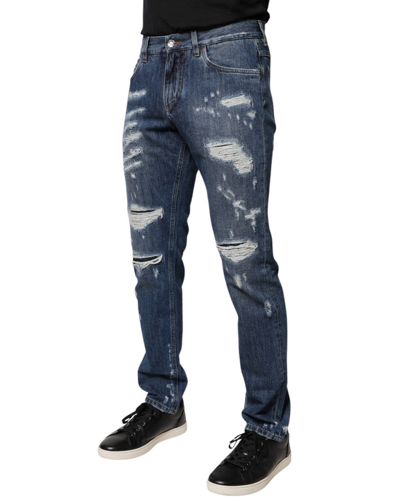 Vaqueros pitillo de algodón azul desgastado de Dolce & Gabbana