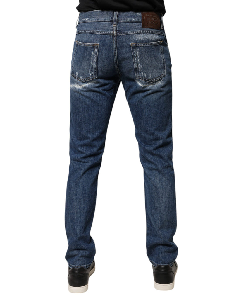 Vaqueros pitillo de algodón azul desgastado de Dolce & Gabbana