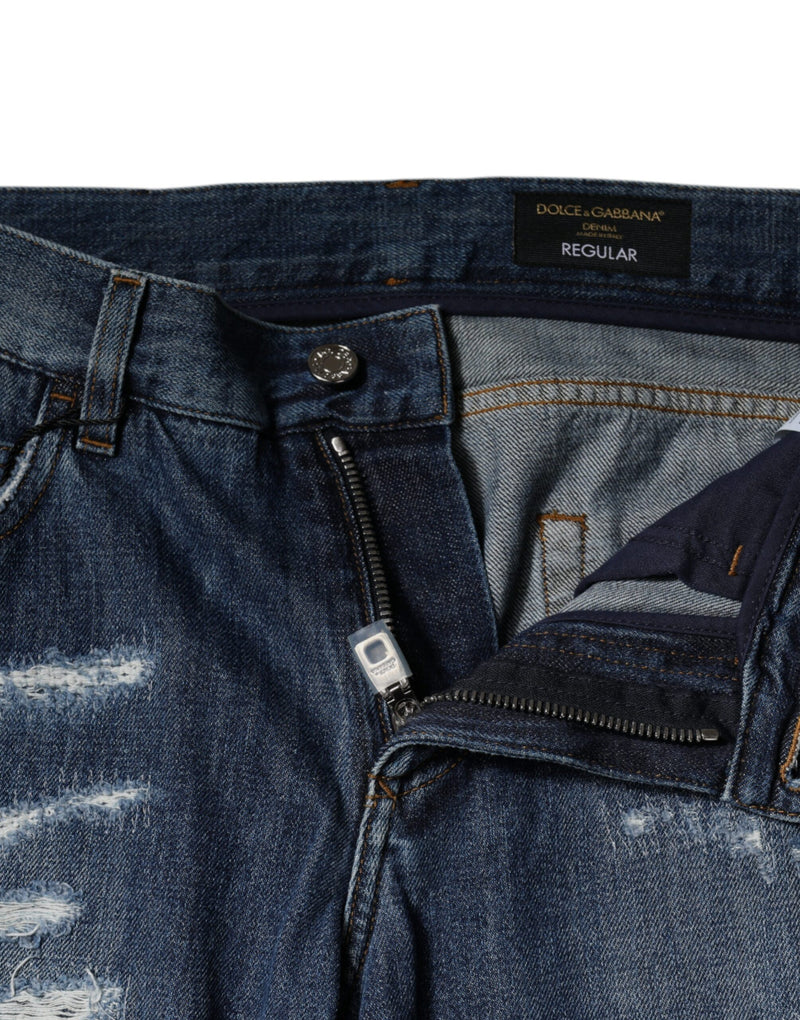 Vaqueros pitillo de algodón azul desgastado de Dolce & Gabbana
