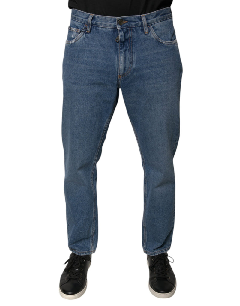 Vaqueros holgados de denim azul de algodón con logotipo para hombre de Dolce & Gabbana