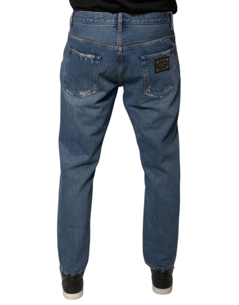 Vaqueros holgados de denim azul de algodón con logotipo para hombre de Dolce & Gabbana