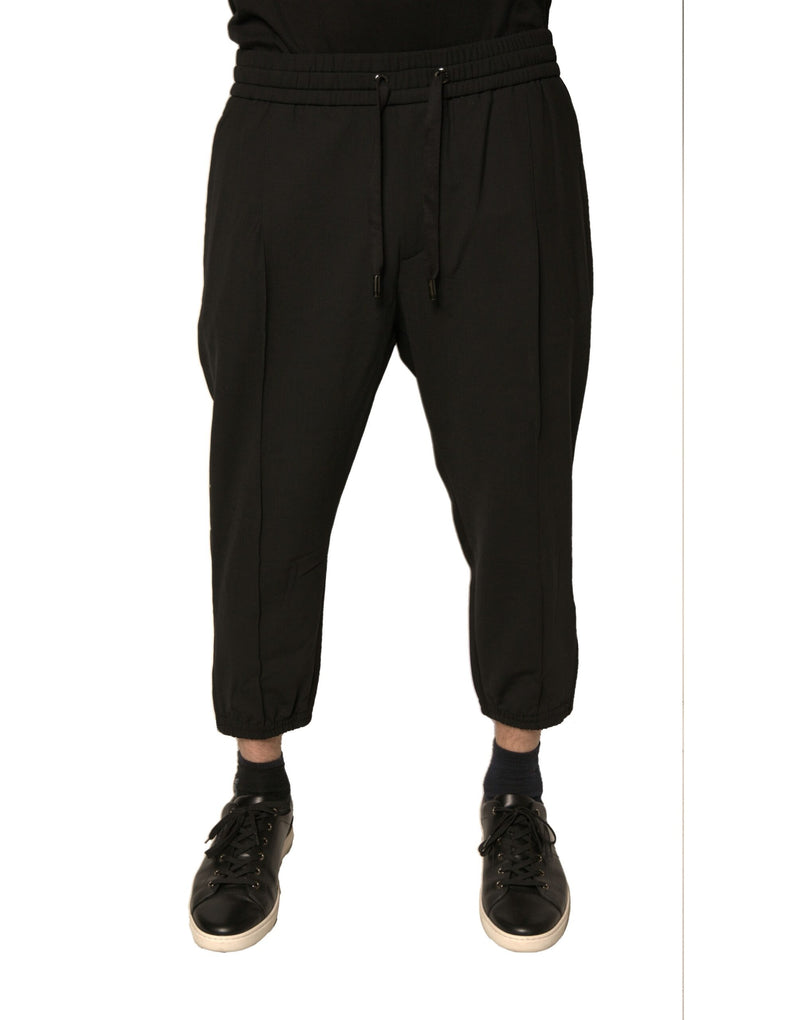 Pantalones de chándal negros de lana de Dolce & Gabbana