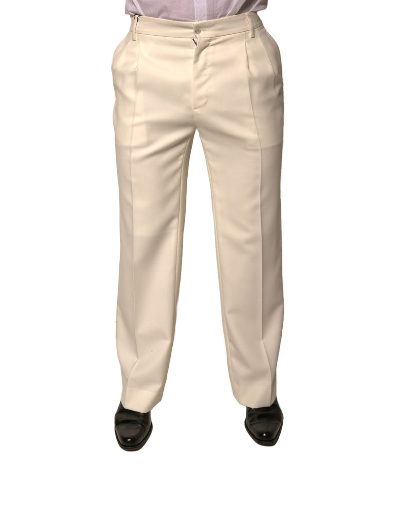 Pantalones rectos de vestir en blanco roto de Dolce & Gabbana