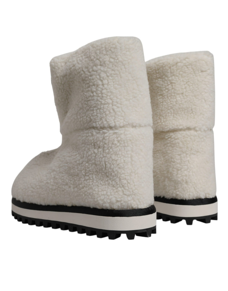 Botas acolchadas de media caña de felpa blanca con logotipo de Dolce & Gabbana