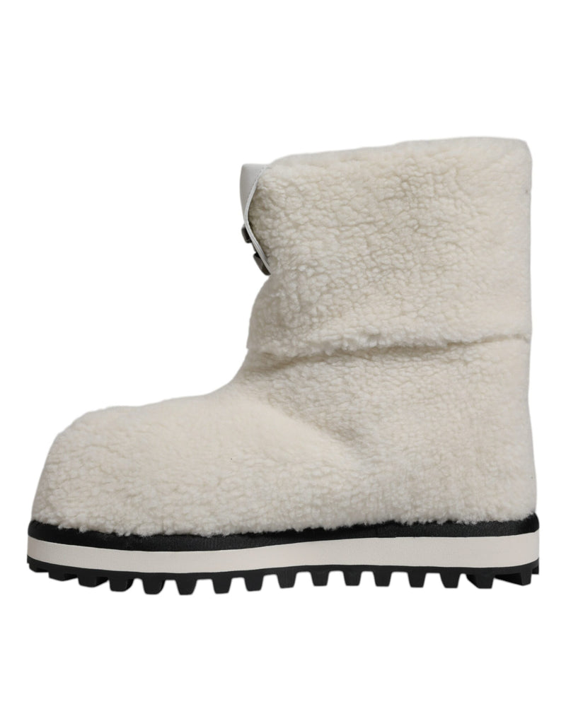 Botas acolchadas de media caña de felpa blanca con logotipo de Dolce & Gabbana