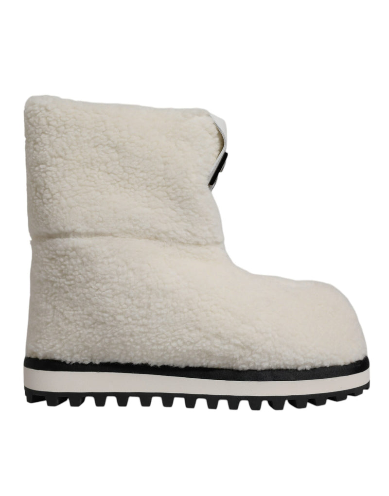 Botas acolchadas de media caña de felpa blanca con logotipo de Dolce & Gabbana