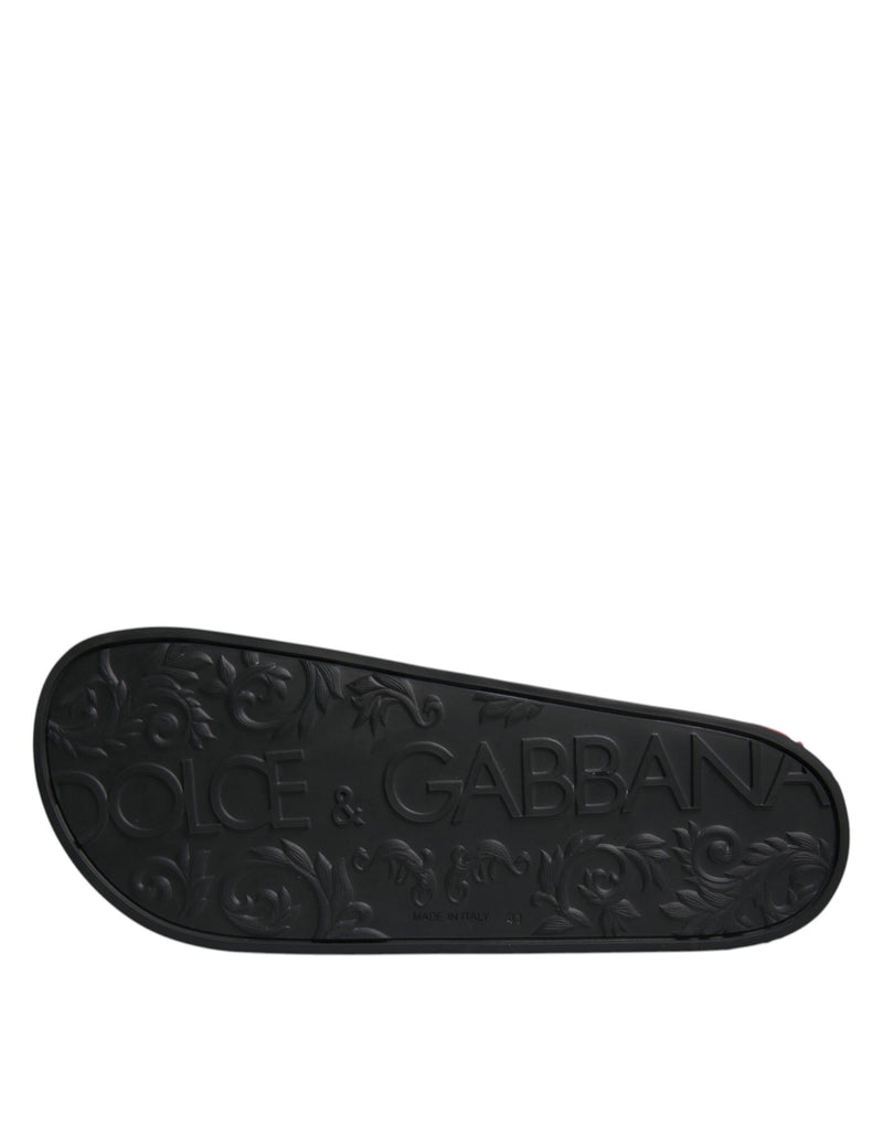 Sandales à enfiler en cuir noir Dolce & Gabbana, chaussures de plage