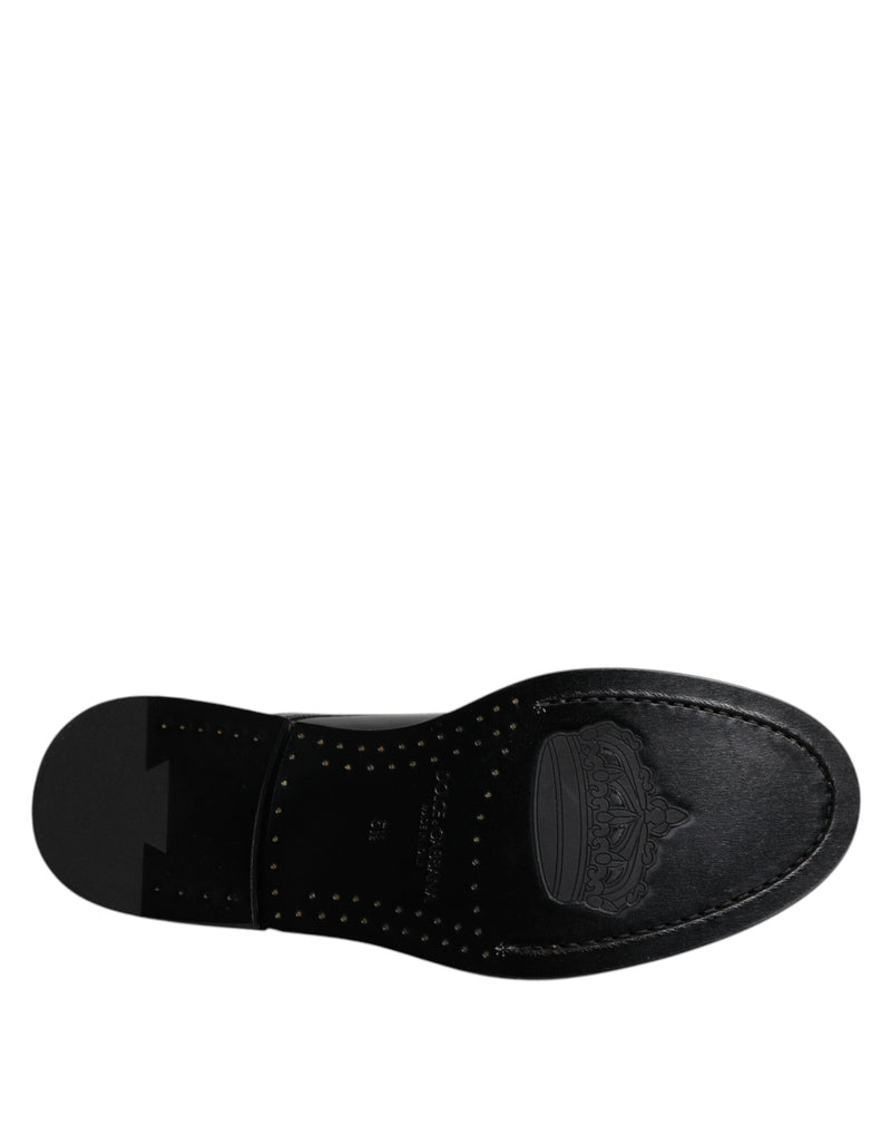 Sapatos sociais derby pretos de couro envernizado com cadarço Dolce & Gabbana