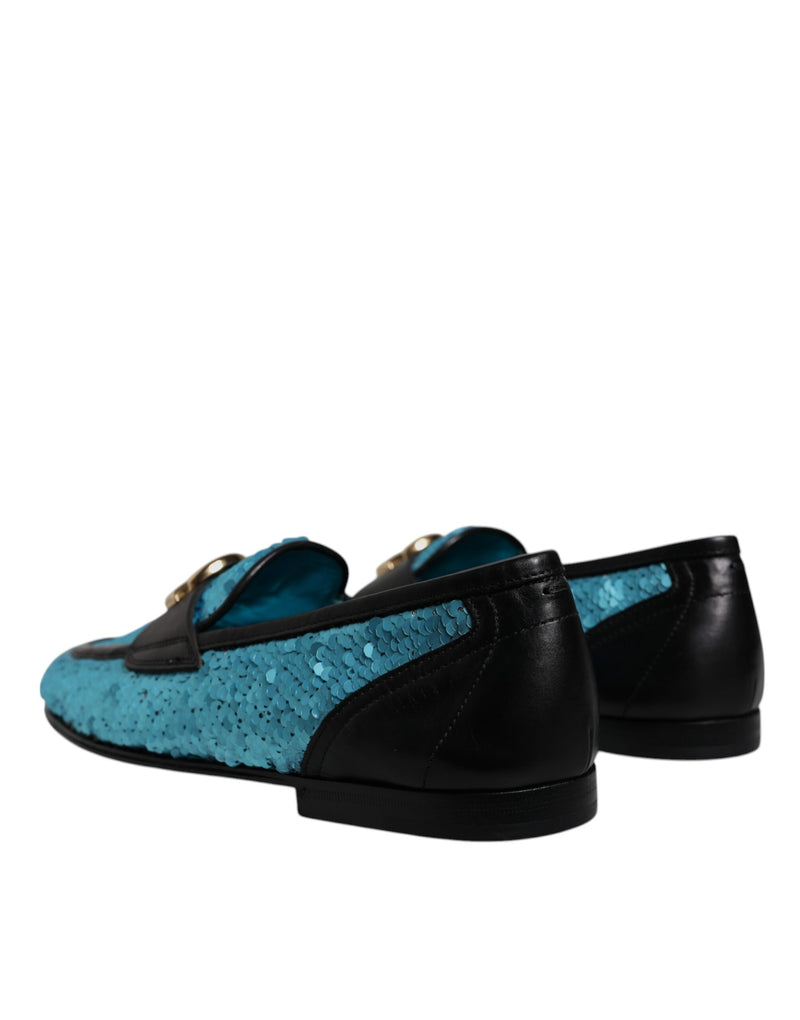 Chaussures habillées mocassins à sequins bleus Dolce & Gabbana