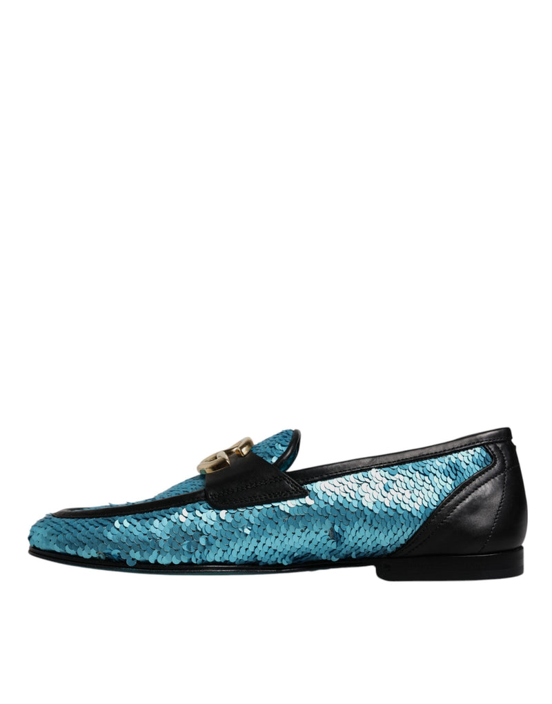 Chaussures habillées mocassins à sequins bleus Dolce & Gabbana