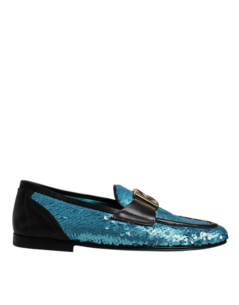 Chaussures habillées mocassins à sequins bleus Dolce & Gabbana
