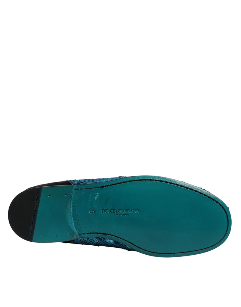 Chaussures habillées mocassins à sequins bleus Dolce & Gabbana