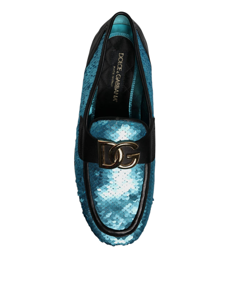 Chaussures habillées mocassins à sequins bleus Dolce & Gabbana
